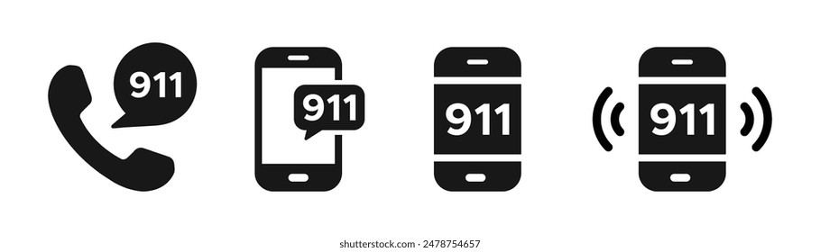911 emergency call number vector icon designs