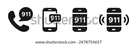 911 emergency call number vector icon designs