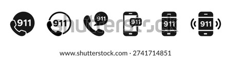 911 emergency call number vector icon collection. 911 emergency call number signs