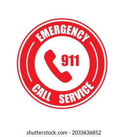 911 servicio de llamadas de emergencia Ilustración vectorial de icono plano
