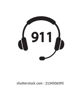 911 emergency call services flat icon vector illustation