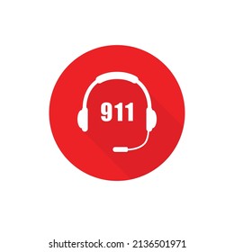 911 emergency call services flat icon vector illustation