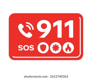 911 Emergency Call Sign – Immediate Safety Communication for Critical Situations – High-Quality Vector File
