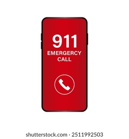 911 Emergency Call in Smartphone. Vector Illustration.