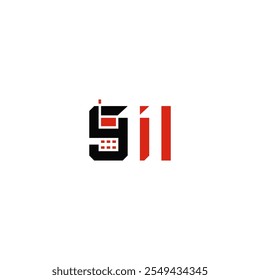 911 emergency call typography logo design.