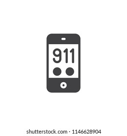 911 emergency call vector icon. filled flat sign for mobile concept and web design. 911 call mobile phone simple solid icon. Symbol, logo illustration. Pixel perfect vector graphics