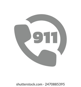 911 emergency call vector icon. Nine one one phone ambulance and fire department.