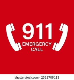 Llamada de emergencia al 911. Ilustración vectorial. 