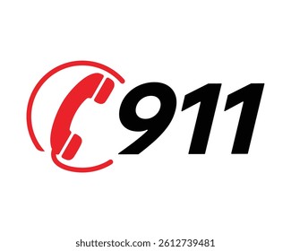 911 Emergency Contact Sign – Universal Call Alert for Immediate Safety Assistance - High-Quality Vector Stock Image