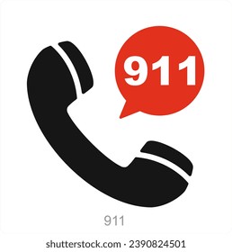 911 y concepto de icono de emergencia