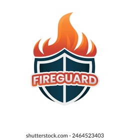 911 Fire shield logo illustration, suitable for fire prevention logo or fire safety logo or fire guard department. Suitable for T-shirt, Badge, Emblem, print. Isolated and editable color