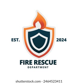 911 Fire shield logo illustration, suitable for fire prevention logo or fire safety logo or fire guard department. Suitable for T-shirt, Badge, Emblem, print. Isolated and editable color