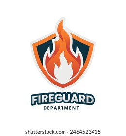 911 Fire shield logo illustration, suitable for fire prevention logo or fire safety logo or fire guard department. Suitable for T-shirt, Badge, Emblem, print. Isolated and editable color