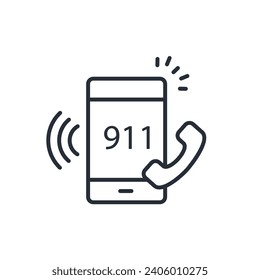 911 icon. vector.Editable stroke.linear style sign for use web design,logo.Symbol illustration.