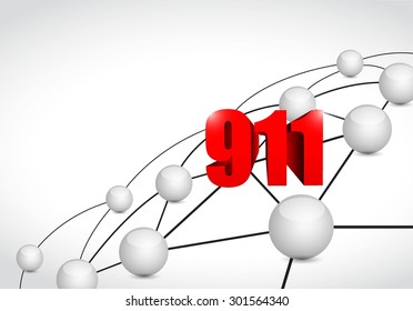 911 link sphere network connection concept illustration design graphic background