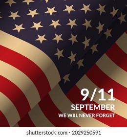 9.11 memorial banner with realistic American flag 9.11 memorial banner with realistic American flag