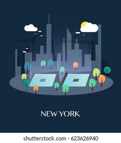 9/11 Memorial New York.Vector Illustration.