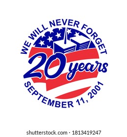 9-11 Memorial Patriot Day September 11 2001 20 Years Tribute Circle Retro Color