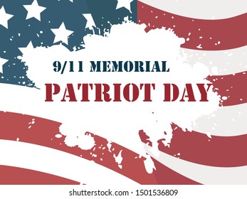 9/11 Memorial Patriot Day in USA. Vector illustration with flag, splashes and letter