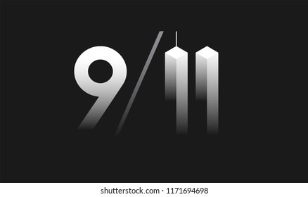 9/11 Patriot Day, September 11 vector illustration - 9/11 memorial black and white