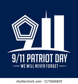 9/11 Patriot Day. September 11, 2001. United States Memorial Day. We Will Never Forget. Twin Towers. Vector illustration. Eps 08.