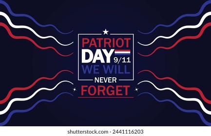 911 Patriot Day Text with usa flag illustration Design  