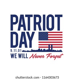 9.11 Patriot Day with USA flag illustration and typography