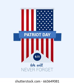 9.11 Patriot Day with USA flag design template vector