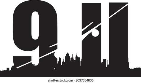 9.11 Patriot Day USA. September 11. Rememberance Day. Illustration