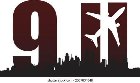 9.11 Patriot day USA. September 11. Rememberance day. Illustration