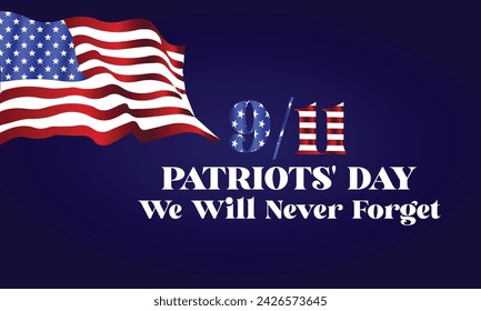 911 Patriots Day We Will Never Forget Stylish Text Design