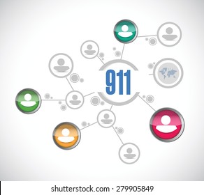 911 people network sign concept illustration design over white