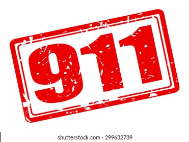 911 red stamp text on white