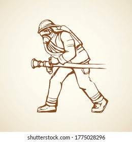 Bombero. Señal de icono de dibujo del vector