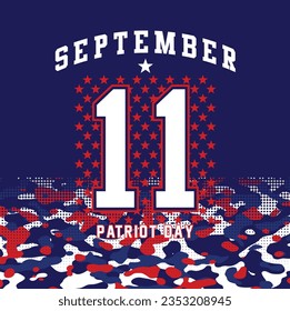 911 . September 11 US army. 
Camo Shirt. Blue Red Camo. Sport jersey. Patriot Day.