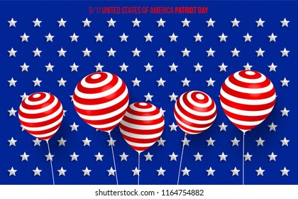 9/11 United states of America Patriot Day Poster vector design. 3D style realistic banner. ideal for web page, greeting, card, invitation, ad, print, social media.