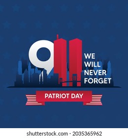 911 USA Never Forget September 11, 2001 Patriot Day Vector Illustration