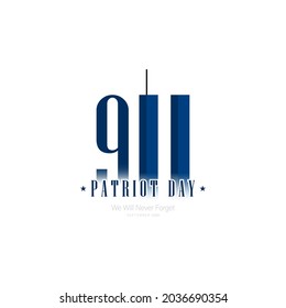 911 USA Never Forget September 11, 2001. Vector illustration for Patriot Day, poster or banner, twin towers