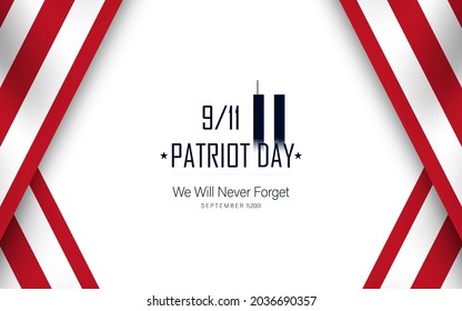 911 USA Never Forget September 11, 2001. Vector illustration for Patriot Day, poster or banner, twin towers
