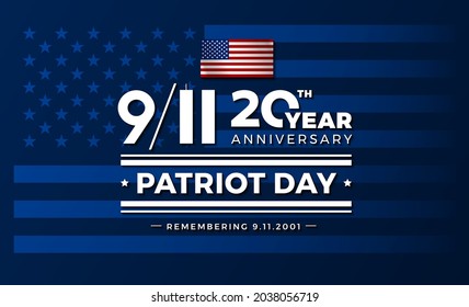 9-11 USA September 11, 2001 - Patriot Day USA 20 Years anniversary. Vector conceptual illustration