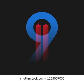 9/11 vector illustration. Patriot Day poster. USA National Day of Prayer and Remembrance for the Victims of the Terrorist Attacks on September 11, 2001