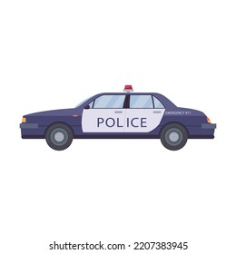 911 vehicle. Police car isolated on white. Vector illustrations for accident, rescue, transport concept