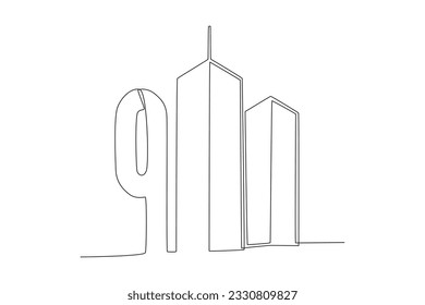 911 and World Trade Center Tower. 911 one-line drawing