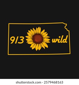 913 Wild Kansas with Sunflower Perfect for Print, Apparel, etc