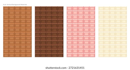 Conjunto de fondo de chocolate de Vertical 9:16 | Conjunto de 4 piezas de materiales de fondo - Diseño simple de estilo de tarjeta listo para SNS