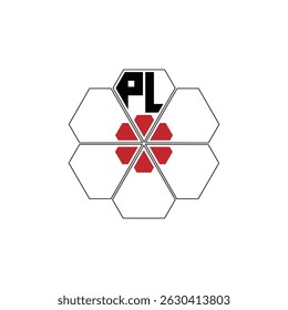 919 diamond shape alphabet letter pentagon geometric educational learning flower logo P L
