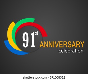 91st Anniversary celebration background, 91 years anniversary card illustration - vector eps10