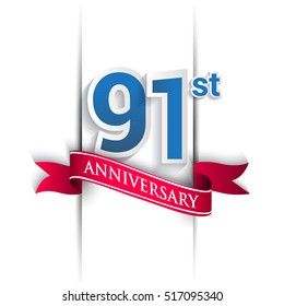91st Anniversary celebration logo, Vector design template elements for your birthday party.