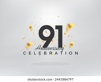 91st anniversary celebration, modern simple and beautiful design. Premium vector background for greeting and celebration.