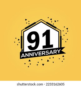 91st years anniversary logo, vector design birthday celebration with geometric isolated design.
